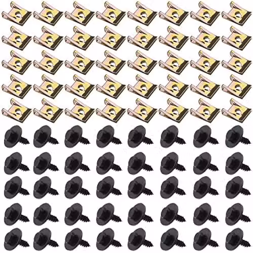 Surtido de 80 piezas de tornillos, tuercas y grapas de acero inoxidable en color plata de Dog's Booty