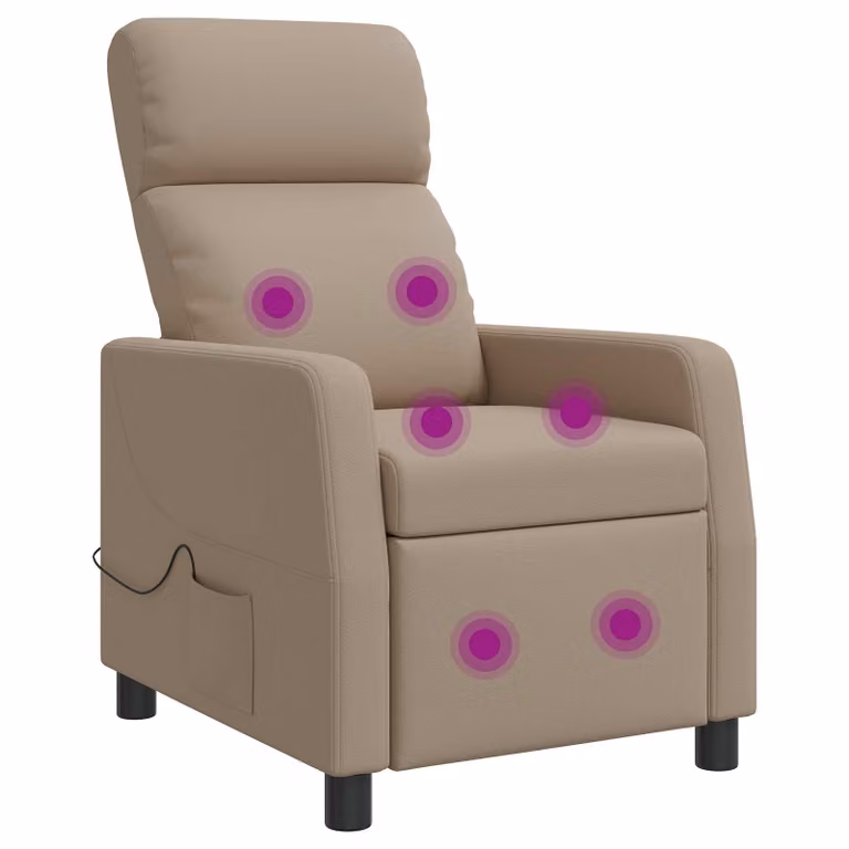 Silla de masajes reclinable vidaXL en color capuchino con acabado de cuero sintético