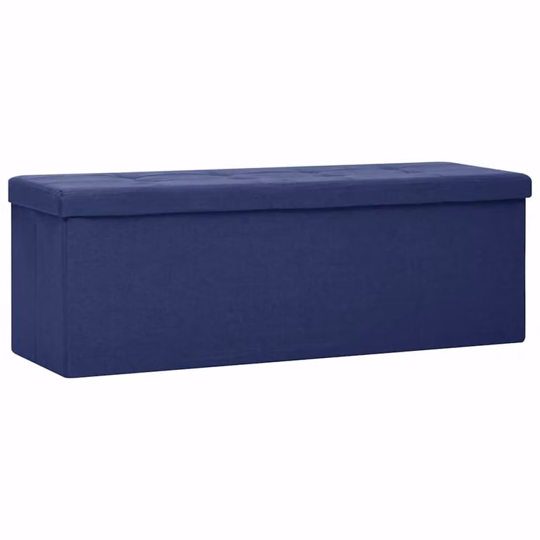 vidaXL Banco de almacenamiento plegable tapizado en lino sintético azul An/P/Al: 110 x 38 x 38 cm