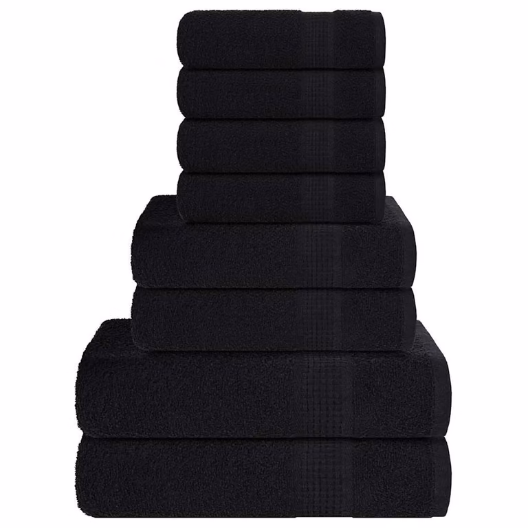 Juego de 8 toallas de algodón FROGN vidaXL color negro 360 g/m²