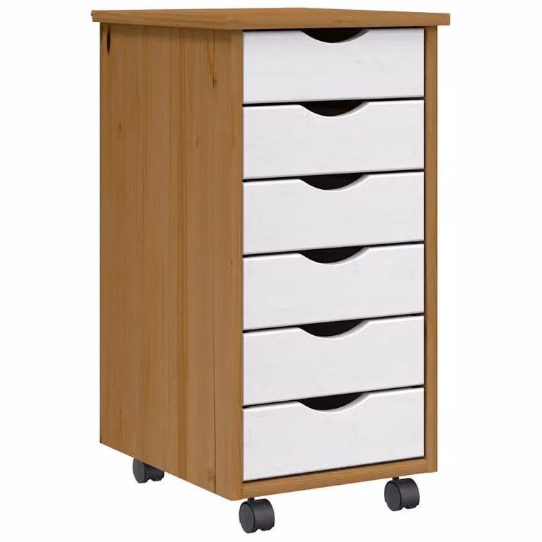Cajonera con ruedas MOSS de VIDAXL en madera maciza de pino color marrón miel
