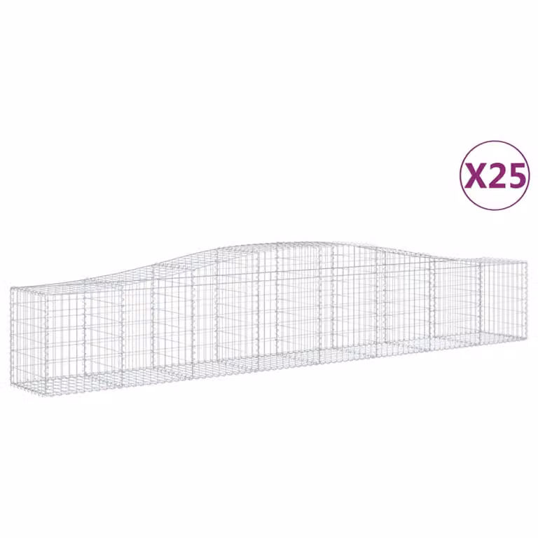 Set de 25 cestas de gaviones Syfax en forma de arco de hierro galvanizado color plata, An/P/Al: 400 x 50 x 60/80 cm