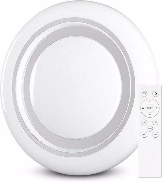 Lámpara de techo LED V-TAC VT-8473 redonda de 60W en color blanco con mando a distancia, cambio de color RGB, efecto starlight y regulable