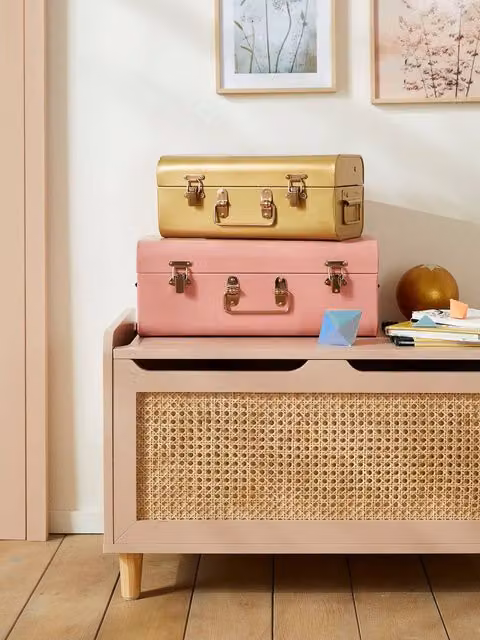 Pack de 2 baúles encajables de metal beige Vertbaudet para habitación infantil