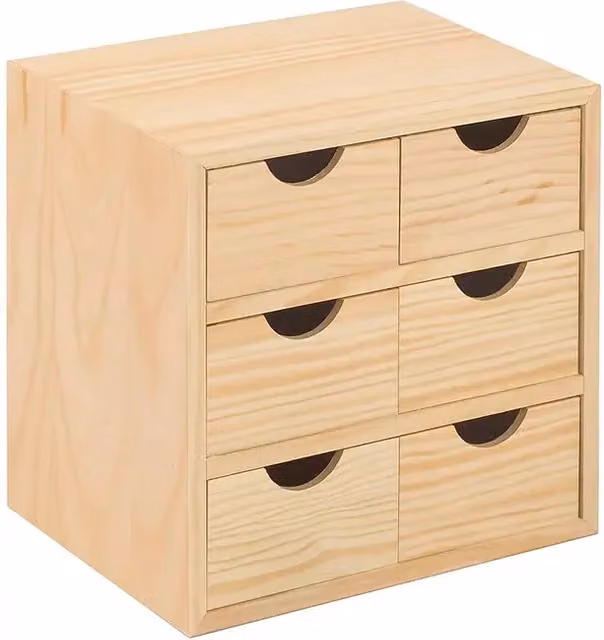 Caja con cajones Minibloc Astigarraga de madera color beige, apilable, An/P/Al: 28 x 20 x 28 cm