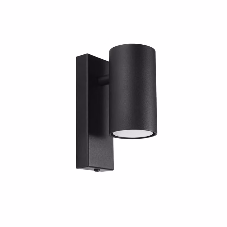 Lámpara de pared moderna Sollux Lighting en metal negro de forma cilíndrica, Altura: 15 cm