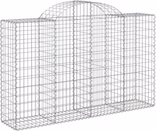 Set de 18 cestas gaviones SYFAX con forma de arco en hierro galvanizado color plata, An/P/Al: 200 x 50 x 120/140 cm