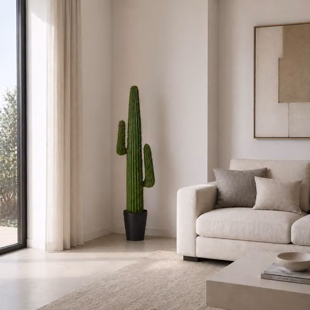 Planta artificial cactus Euphorbia de Kactus Republic en maceta, color verde, Altura: 148 cm