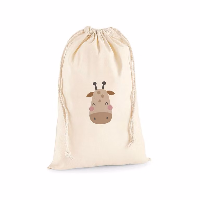 Bolsa de algodón para almacenaje de niños Nicolasito con diseño de jirafa, color beige, An/Al: 70 x 55 cm