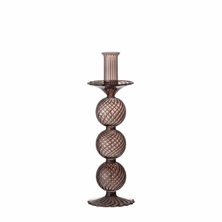 Portavelas geométrico de cristal violeta Bloomingville para velas taper