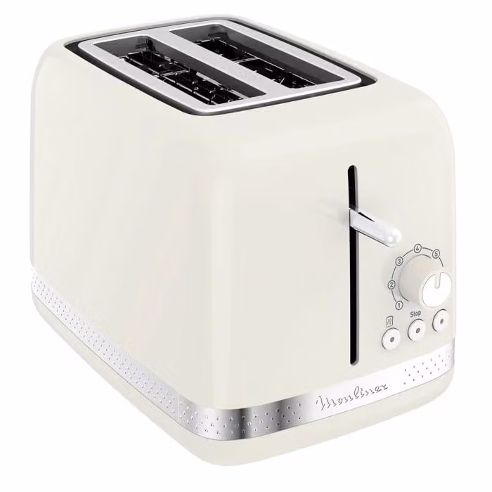 Tostador Moulinex Soleil de 2 ranuras con diseño vintage en color blanco y 7 niveles de tostado
