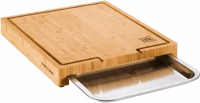 Tabla de cortar con bandeja Zwilling BBQ+ de bambú y acero inoxidable, color marrón, An/P: 39 x 20 cm