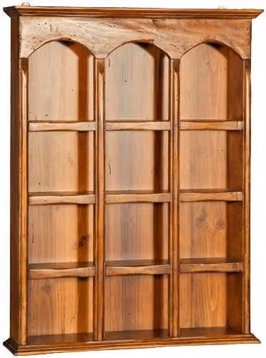 Vitrina colgante BISCOTTINI de madera maciza de tilo con acabado nogal y puertas de cristal, An/P/Al: 54 x 12 x 72 cm