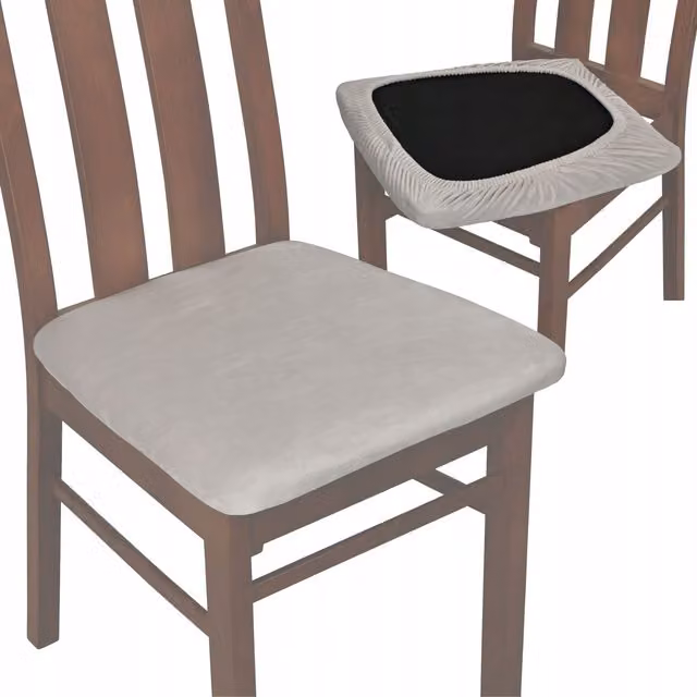 Funda de terciopelo elástica para silla de comedor Tess, Gris
