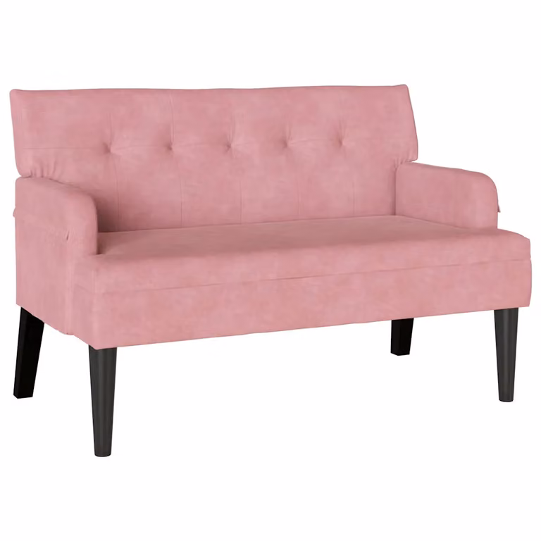 vidaXL Banco Chesterfield Rosa en Terciopelo con An/P/Al: 112 x 65,5 x 75 cm