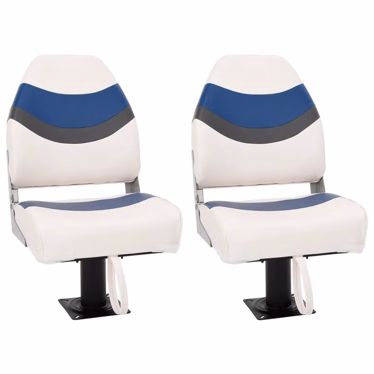 Set de 4 asientos plegables para barco con respaldo alto vidaXL en blanco y negro