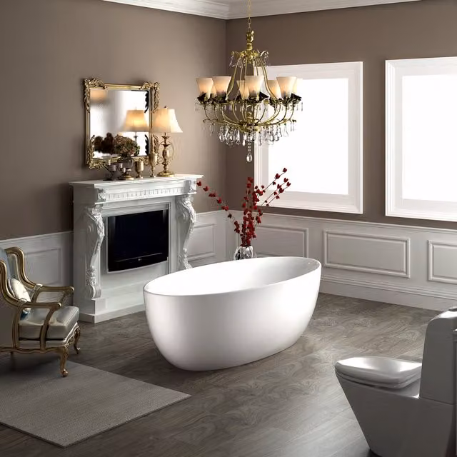 Bañera exenta Terra de Bernstein en acrílico sanitario color blanco mate, forma ovalada, An/P/Al: 186 x 88 x 60 cm