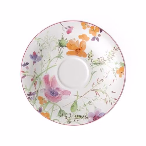 Plato para taza Marifleur Basic de Villeroy & Boch en porcelana, diseño floral, blanco y multicolor, Diámetro: 19 cm
