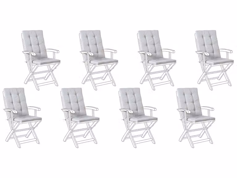 Conjunto de 8 cojines de asiento y respaldo Beliani en gris con espuma y resistencia a los rayos UV