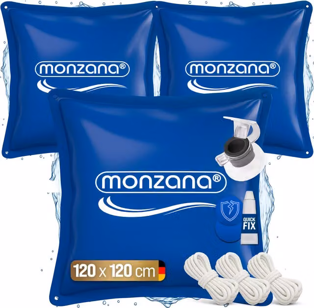 Set de 3 cojines hinchables para piscina Monzana en color azul, An/P/Al: 120 x 120 x 120 cm