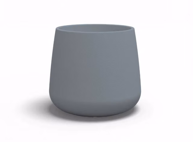Jarrón de diseño moderno Goccia Monacis en polímero gris para interiores y exteriores, Diámetro: 73 cm, Altura: 60 cm