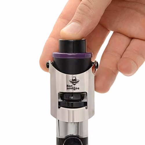 Tapón de presión Bar Amigos para botellas de champán y vino espumoso color púrpura con tecnología de recordatorio de frescura