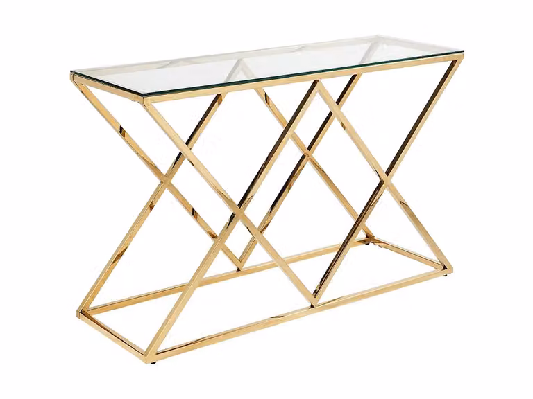Consola Charlotte VENTE-UNIQUE de cristal y metal en color dorado, An/P/Al: 120 x 40 x 78 cm