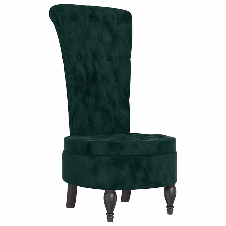 Sillón moderno de respaldo alto vidaXL en terciopelo verde oscuro con estructura de madera y reposabrazos