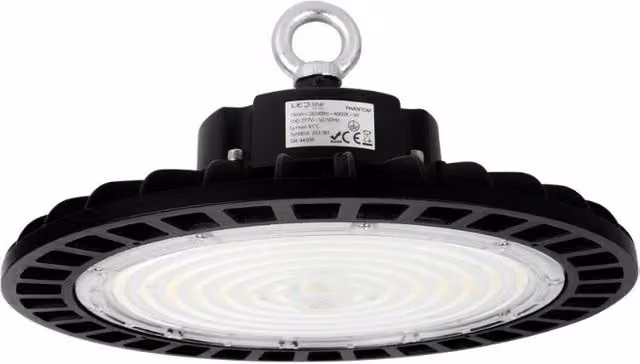 Campana LED industrial UFO Silamp de 100W en color negro con tecnología DALI-2, IP65 e IK09