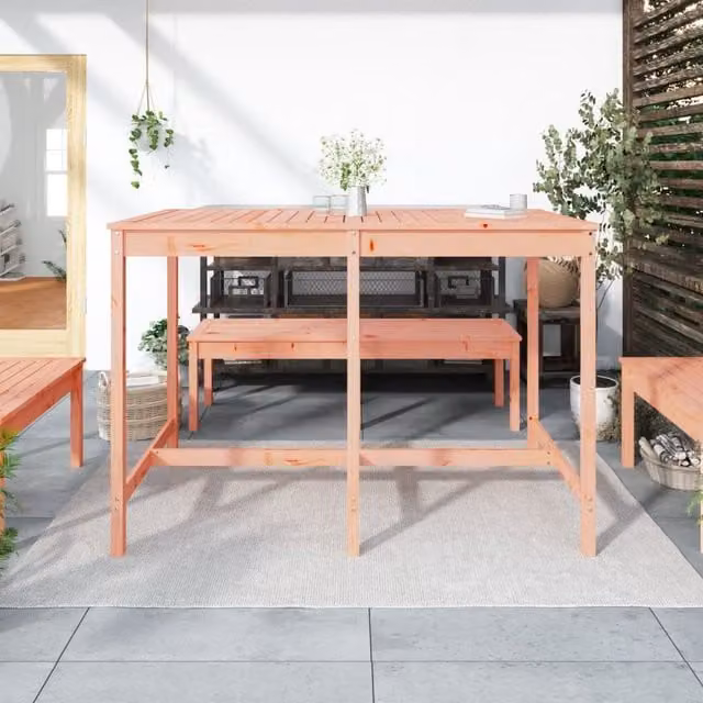 Mesa de jardín rectangular SYFAX de madera maciza Douglas en color marrón, An/P/Al: 159,5 x 82,5 x 110 cm