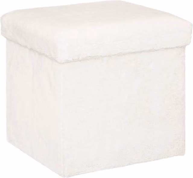 Puf plegable Ezzio de Atmosphera en color blanco con acabado de piel sintética