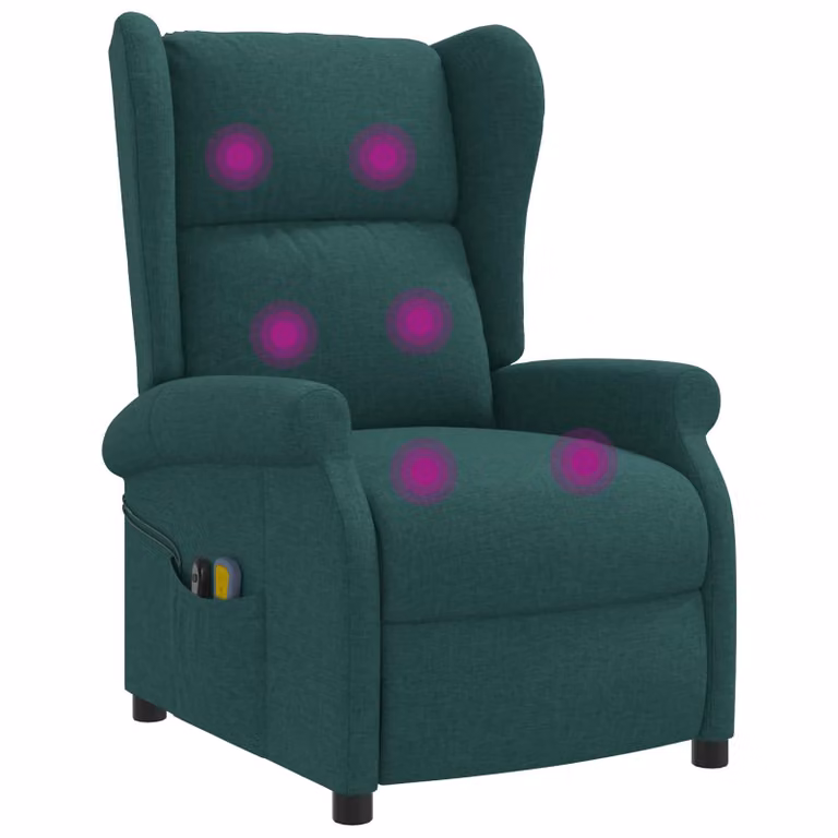 Sillón reclinable eléctrico vidaXL con respaldo de ala en verde oscuro y tela para adultos