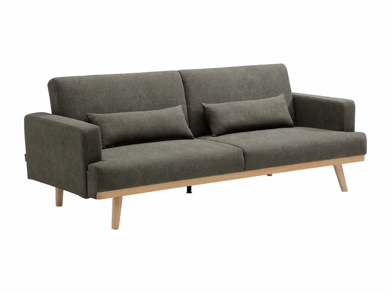 Sofá cama clic clac de 3 plazas ESME en tela verde con estilo escandinavo y estructura de madera sólida