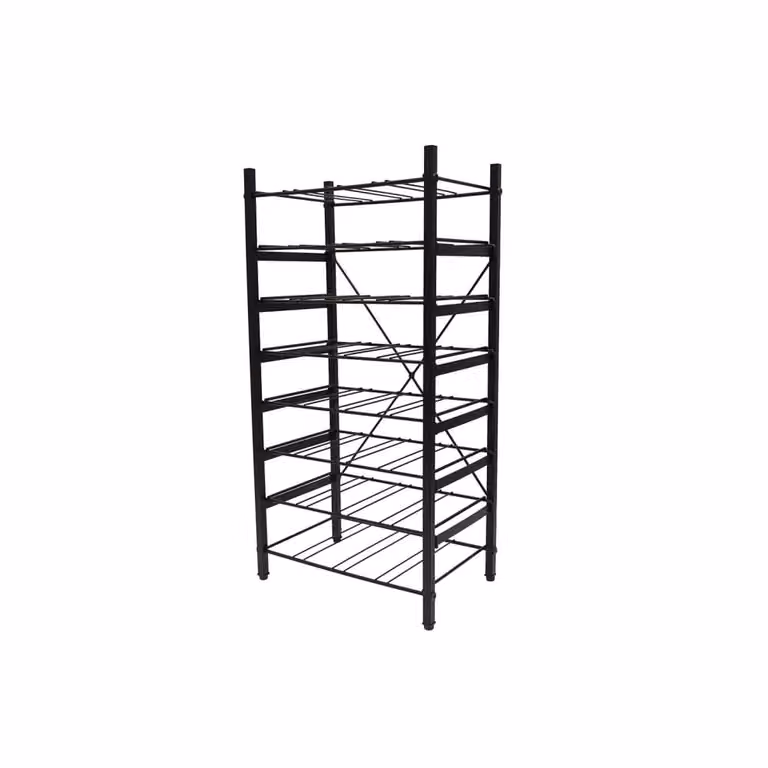 Botellero apilable Box and beyond de metal negro con 8 estantes para 32 botellas, An/P/Al: 40 x 26 x 80 cm