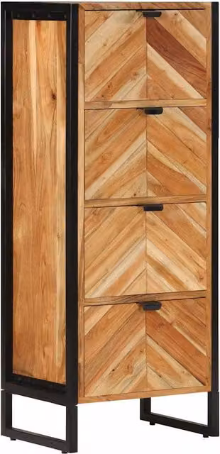 Mueble de baño industrial Maison Exclusive de madera de acacia y hierro en marrón y negro, An/P/Al: 40 x 30 x 100 cm