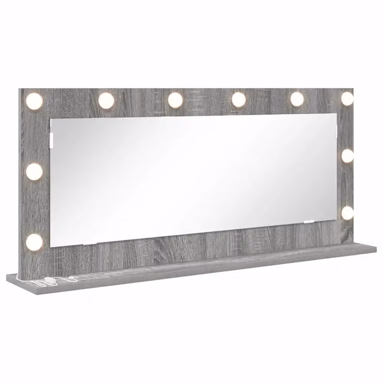 Espejo de tocador vidaXL con luz LED, diseño moderno rectangular en color gris, An/P/Al: 100 x 45 x 18 cm