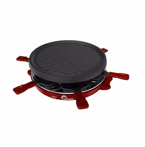 Raclette Grill 2 en 1 Little Balance 8947, para hasta 6 personas, 800 W, color rojo
