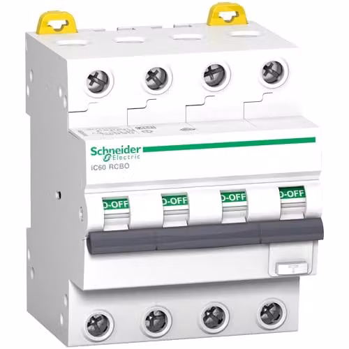 Disyuntor Diferencial RCBO Schneider Electric iC60 4P 10A 30mA Tipo A Blanco