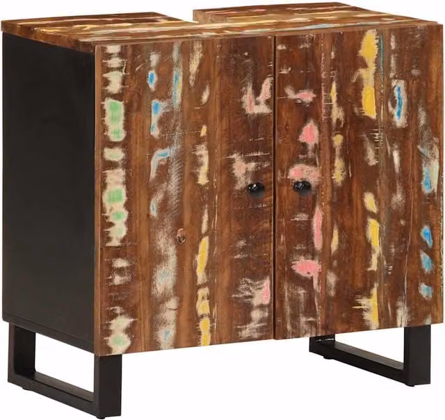 Mueble de lavabo Maison Exclusive de estilo rústico en madera y metal, color marrón, An/P/Al: 62 x 33 x 58 cm