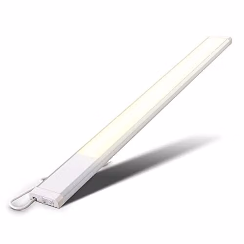 Regleta LED B.K.Licht para bajo armario de cocina, 10W, 1100lm, luz blanca cálida 3000K, color blanco y plata, An/P/Al: 57,5 x 5 x 1,3 cm