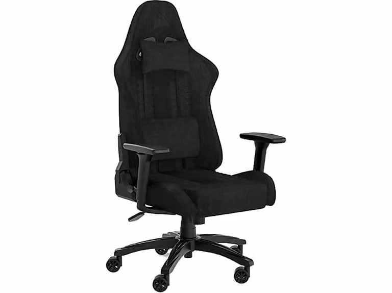 Silla gaming Corsair TC100 Relaxed de tela negra con altura regulable y reposabrazos