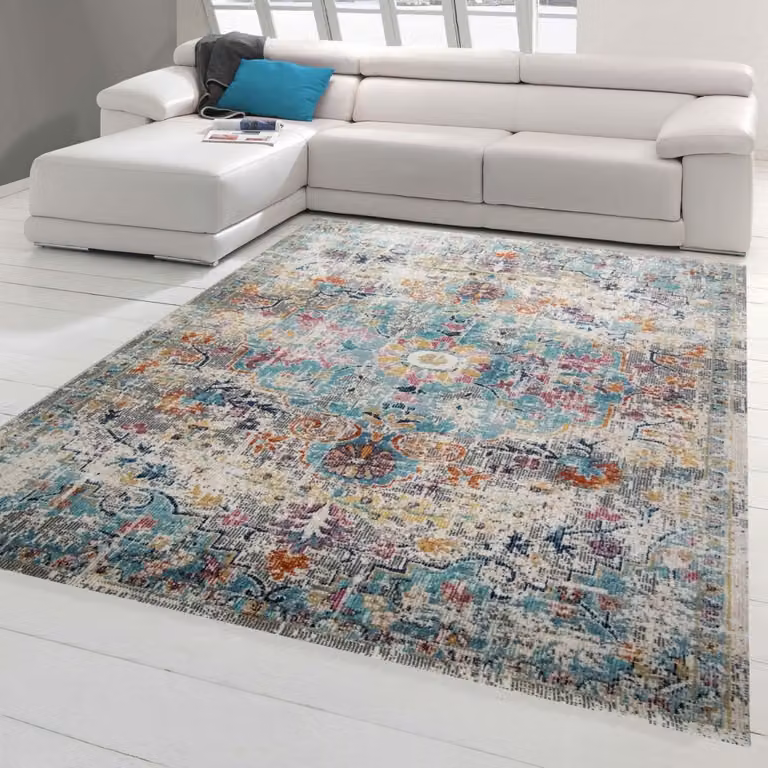 Alfombra oriental Teppich-Traum de estilo vintage para salón o exterior, multicolor, An/P: 120 x 170 cm