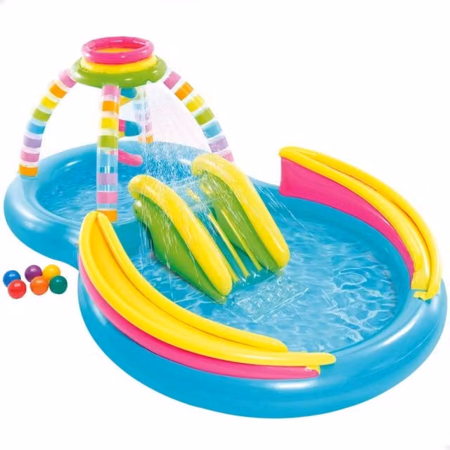 Centro de juegos hinchable Intex multicolor con tobogán, difusor y válvula de drenaje, An/P/Al: 295 x 191 x 109 cm