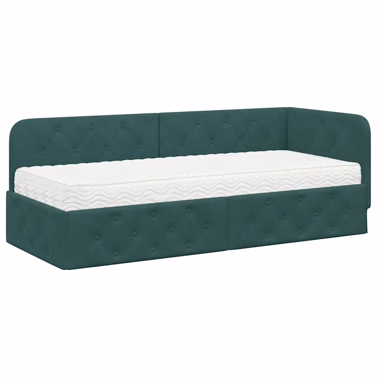 Estructura de cama moderna vidaXL tapizada en terciopelo verde con base de madera, An/P/Al: 80 x 200 cm