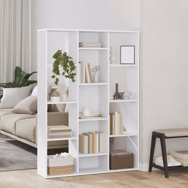 Estantería divisora de ambientes vidaXL de madera en color blanco, An: 100 cm, P: 24 cm, Al: 140 cm