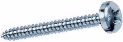 Tornillo autoperforante para madera Mustad con cabeza Phillips y acabado galvanizado en color plata y blanco