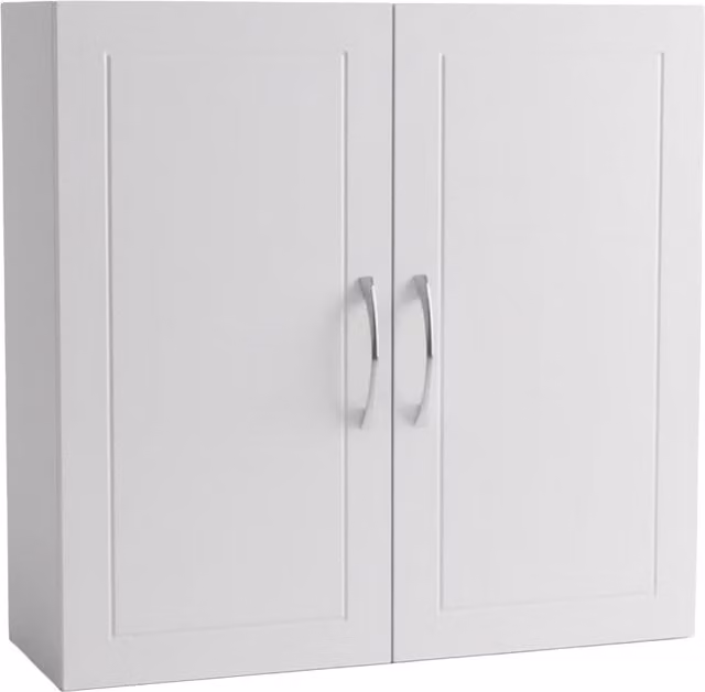 Armario de pared para baño o cocina relaxdays de estilo rústico en blanco y plateado con 2 estantes internos y puertas batientes, An/P/Al: 60 x 60 x 18 cm