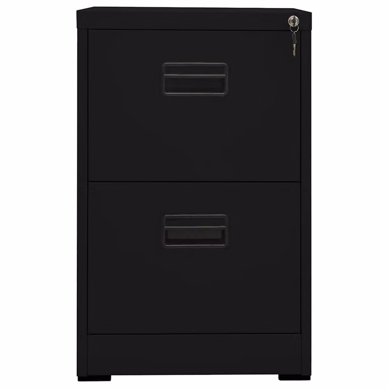 Armario archivador de acero vidaXL en negro mate con cerradura para oficina en casa An: 46 cm, P: 46 cm, Al: 72,5 cm