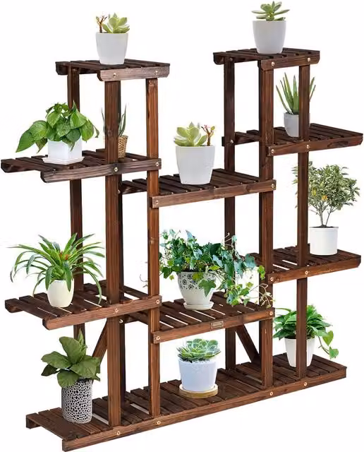 Estantería para plantas GIANTEX de 6 niveles en madera y metal color marrón para jardín, balcón o interior, An/P/Al: 75 x 25 x 71 cm