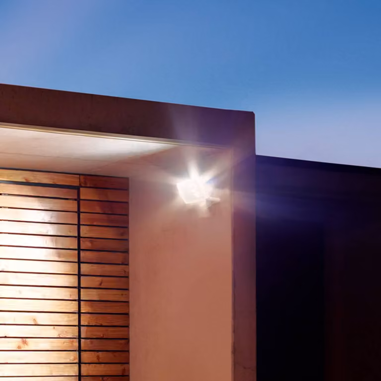 Foco exterior LED Steinel LS 300 S con sensor de movimiento y crepuscular, negro, aluminio, IP44